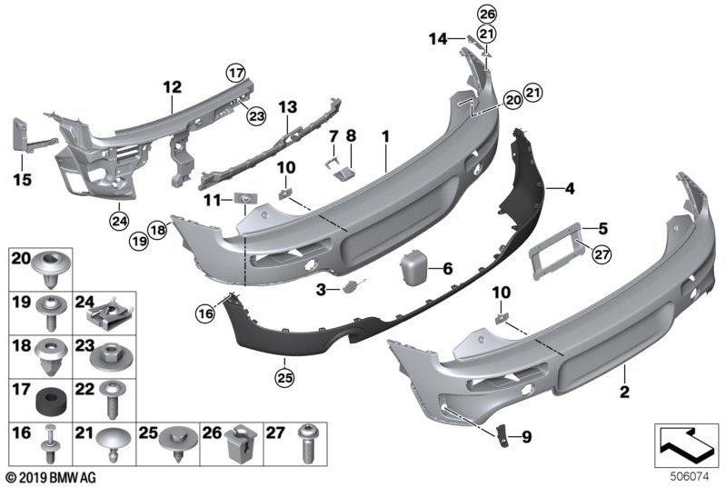 BMW左後部の本物のグリルバンプキャッチャー（51127407933）| 51127407933