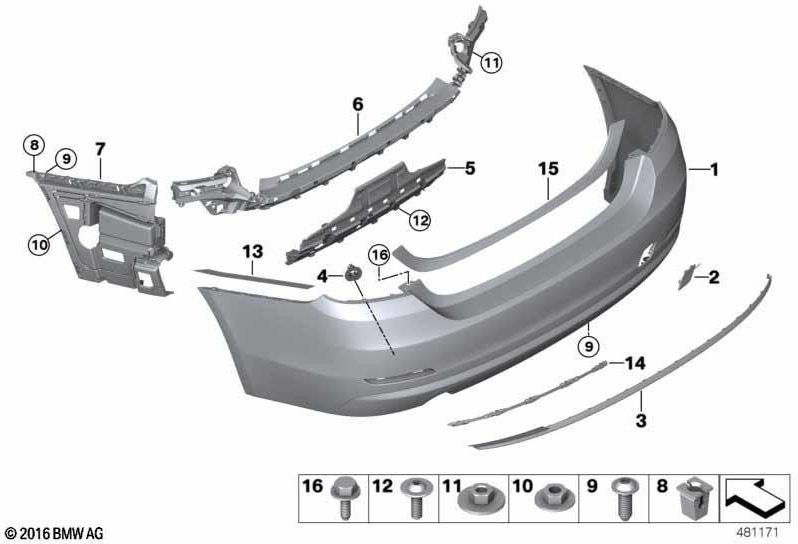 BMW本物のクラッディングバックキャプター2flutig PDC/PMA（51127496116）| 51127496116