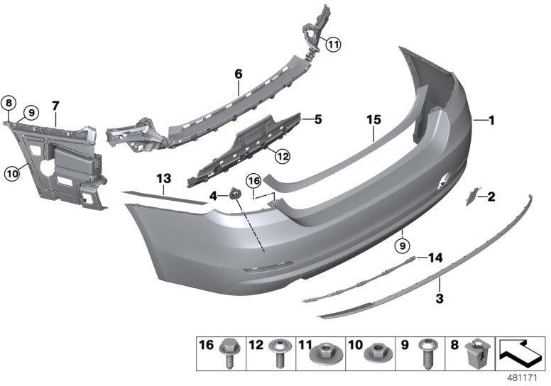 BMW本物のクラッディングバックキャプター2flutig PDC/PMA（51127496125）| 51127496125