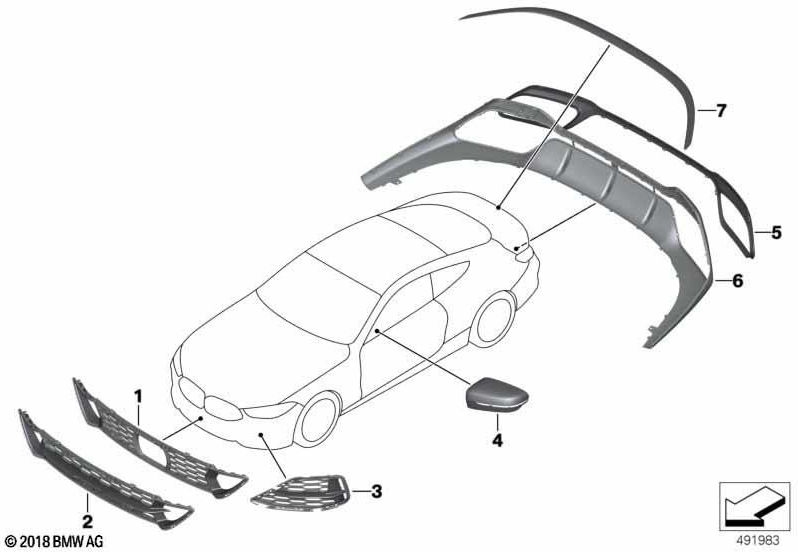 BMW M CFKの後ろにある本物のクラッディングブッシュキャッチャー（51128075837）| 51128075837