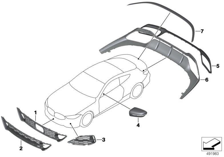 BMW純正クラッディングブッシュキャッチャーボトムCFK（51128077594）| 51128077594