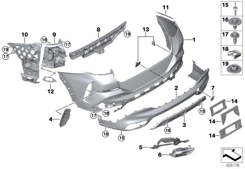 BMW純正クラッディングブッシュキャッチャーボトムダークシャドウMSP（51128080948）| 51128080948