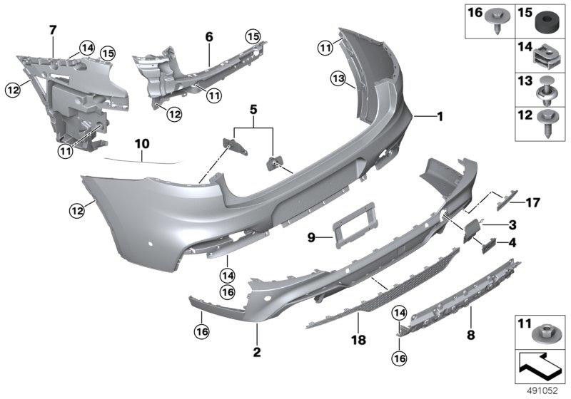 BMW左後ろの本物のグリルバンプキャッチャー-M-（51128089505）| 51128089505