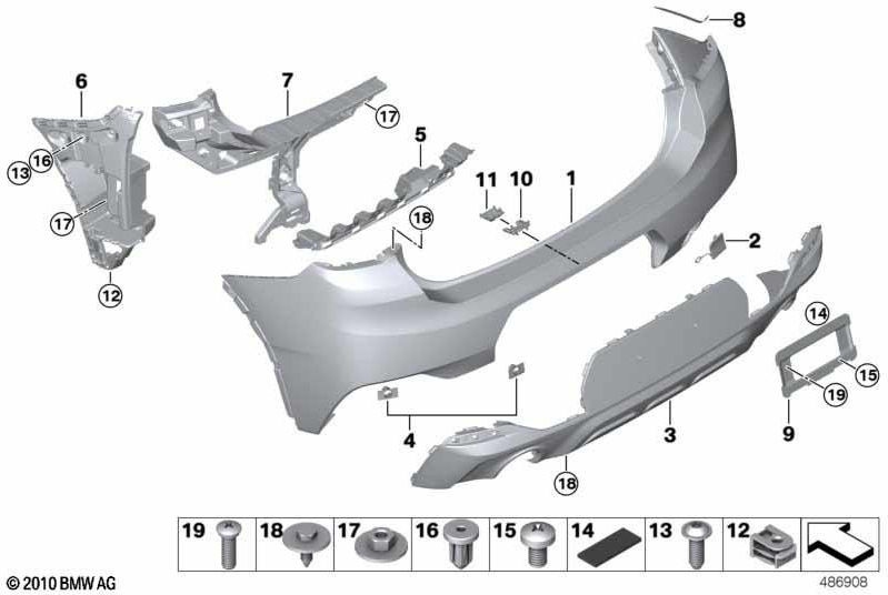 BMW純正クラッディングバンピングキャッチャープライミングM PDC / ICAM（51128090073）| 51128090073