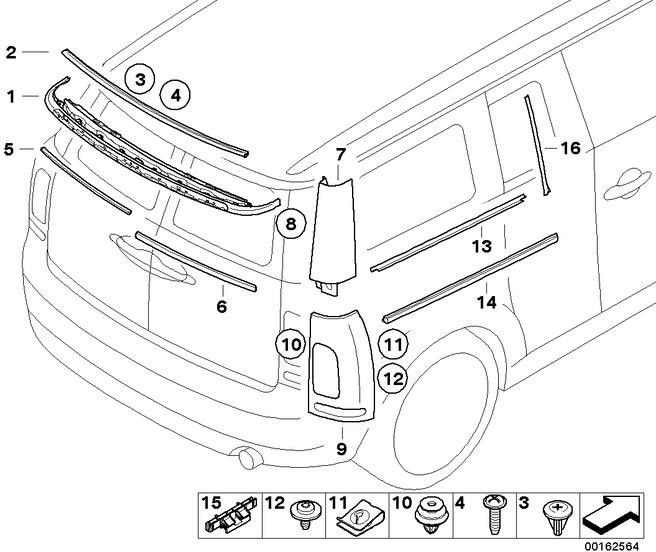 BMW左側の本物の絞りCピラー（51130053541）| 51130053541