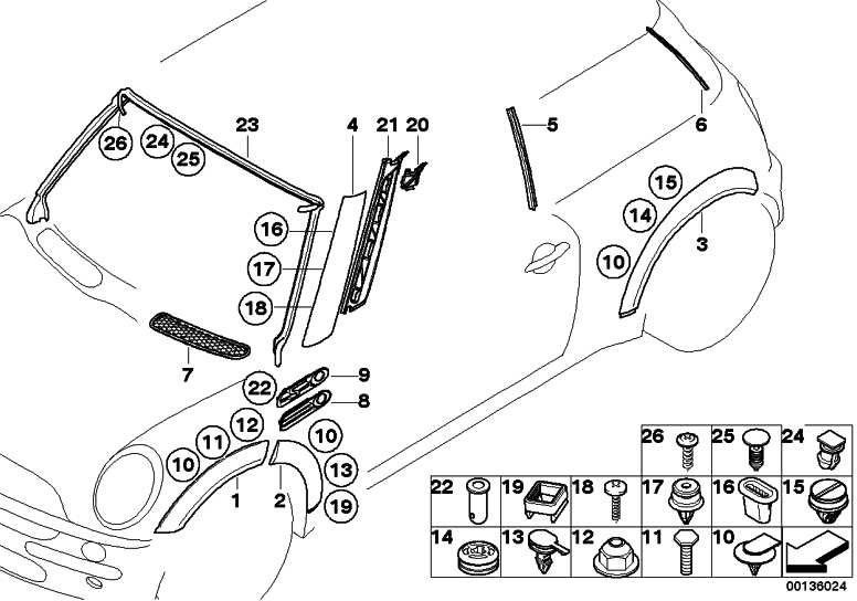 BMW右のブラックミニ（51131505864）の前で走る本物のアパーチャホイール| 51131505864