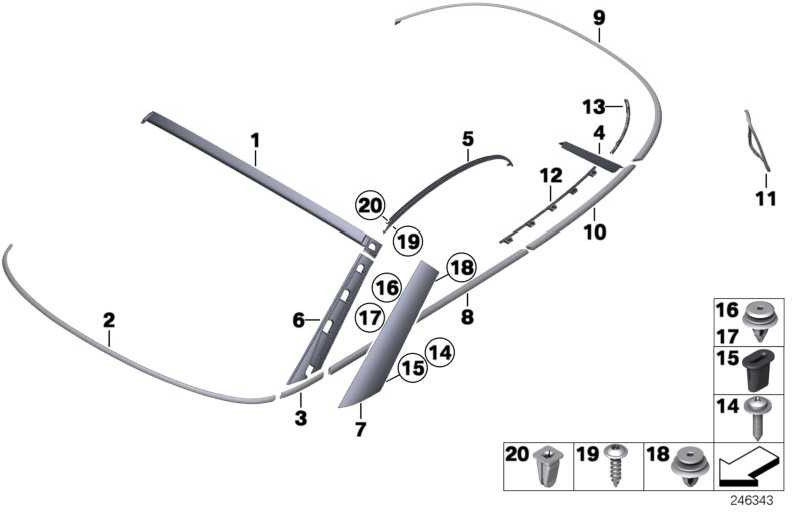 BMW純正絞りA-PILLAR on the Right Mini（51132758798）| 51132758798