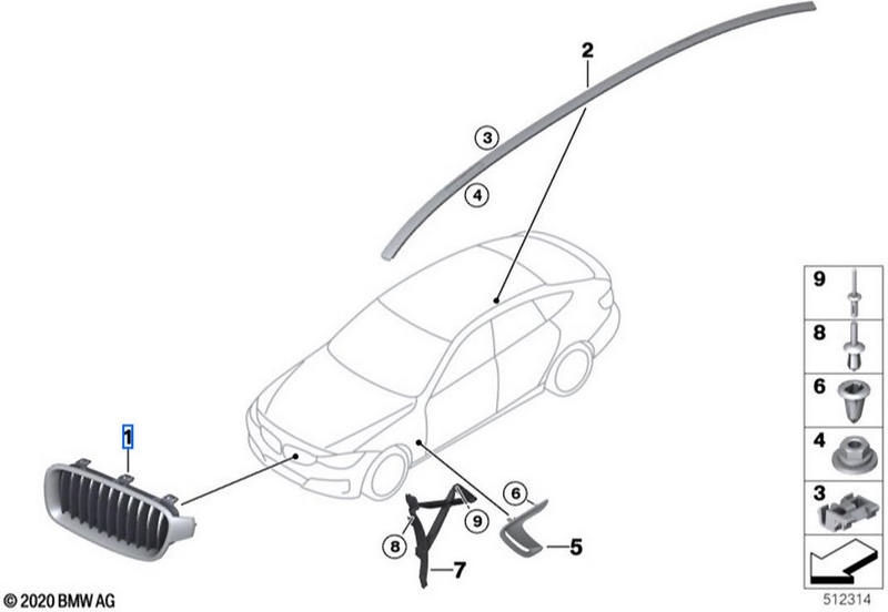 BMW本物のZiergitterフロントリンクLuxury（51135A3D033）| 51135A3D033