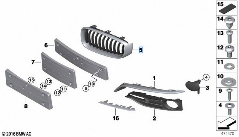 BMW本物のZiergitter Front Right Luxury（51135A3D034）| 51135A3D034