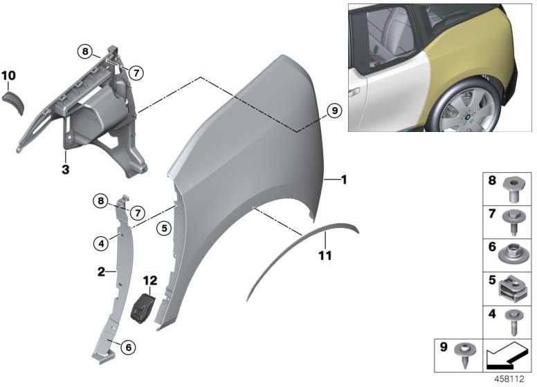 BMW本物のホルターサイドウォールリア左1 I3（51137296755）| 51137296755