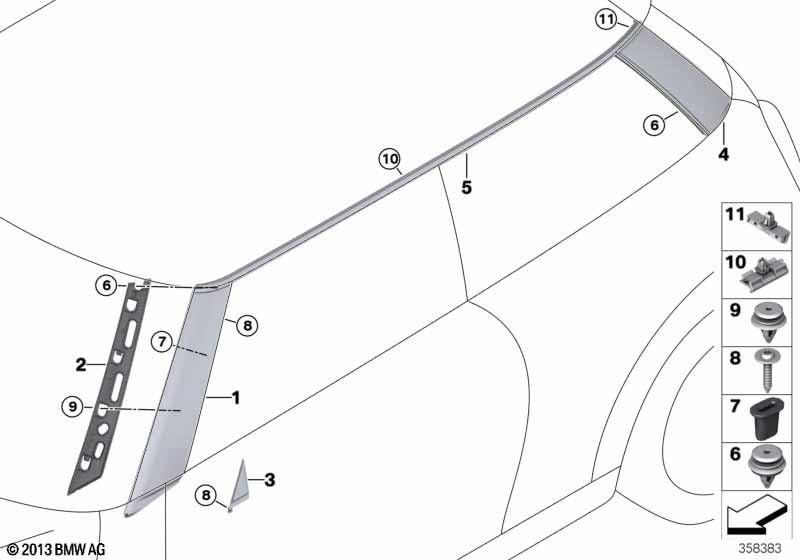 BMW左側の本物のシールAピラー（51137300009）| 51137300009