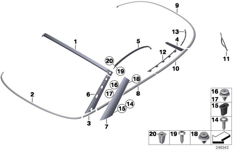 BMW左側の本物のフォームシールAピラー（51137351731）| 51137351731