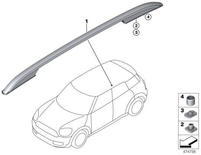 BMW純正Dachtreling Black Right（51137363314）| 51137363314
