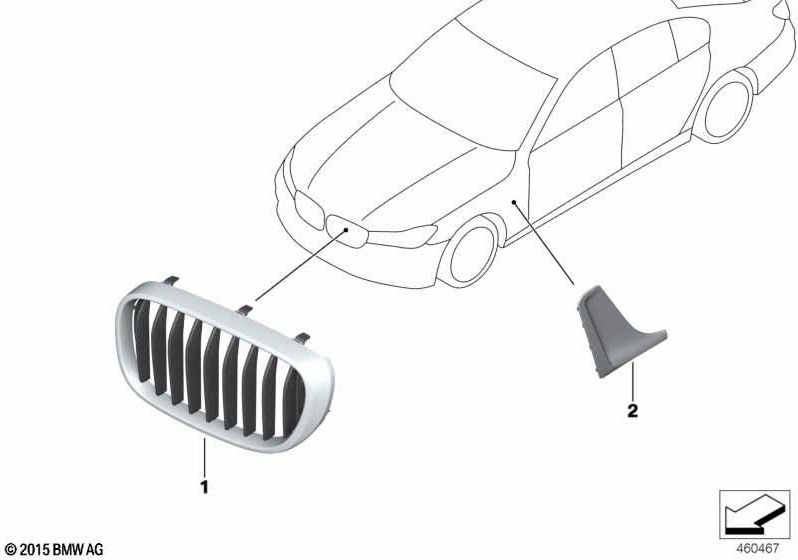 BMW本物のZiergitter Front Right Pure Excellence（51137369904）| 51137369904