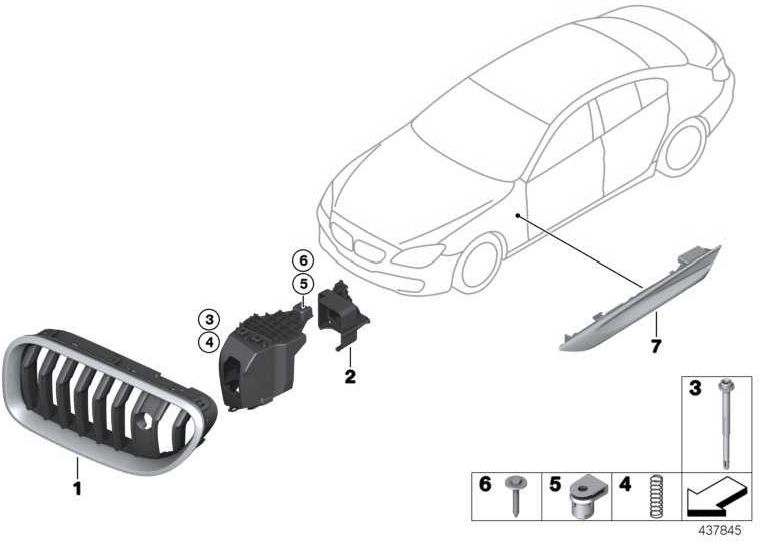 BMW純正Ziergitter Front Left Nivi 6er（51137370393）| 51137370393