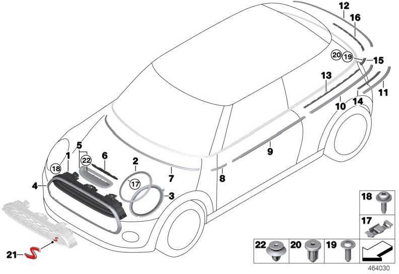 BMW本物のZiergitterフロントフラップJWCチリレッドミニ（51137393456）| 51137393456