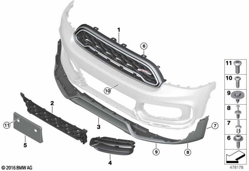 BMW本物のZiergitterフロントフラップJCW（51137405405）| 51137405405