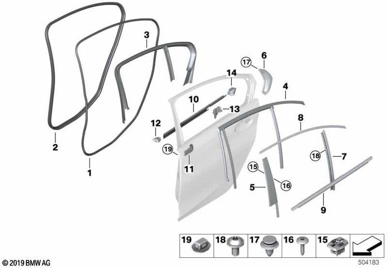 BMW左クロムの本物の絞りCピラー（51137449355）| 51137449355