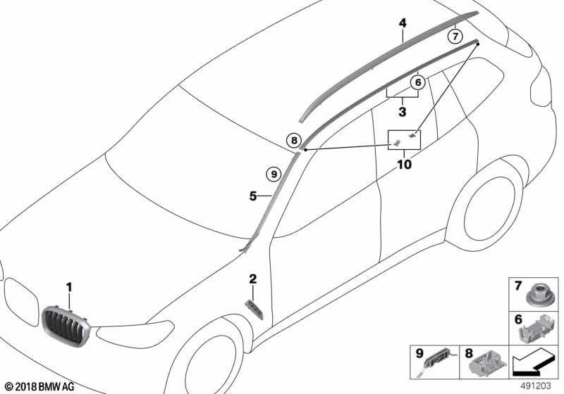 BMW右側の本物の屋根張りストリップ（51137483862）| 51137483862
