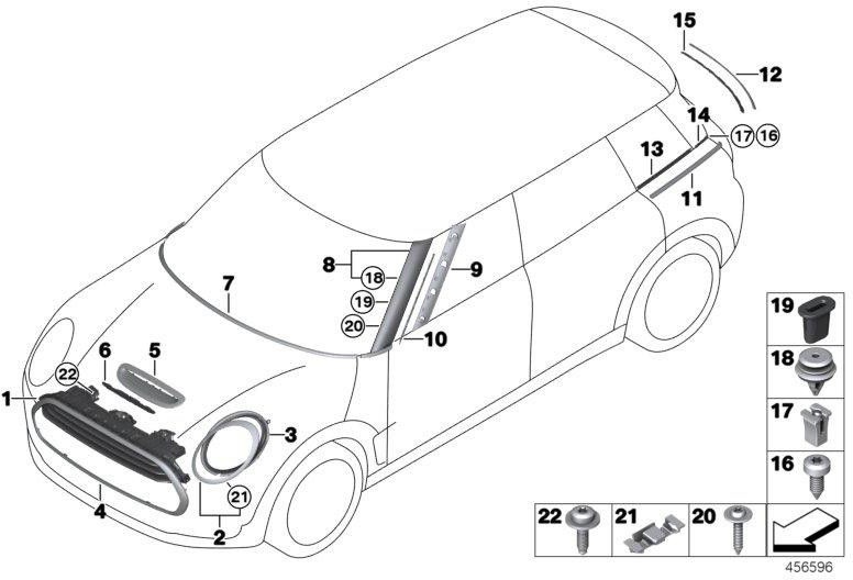 BMW本物のZiergitterフロントフラップクロム（51137498333）| 51137498333