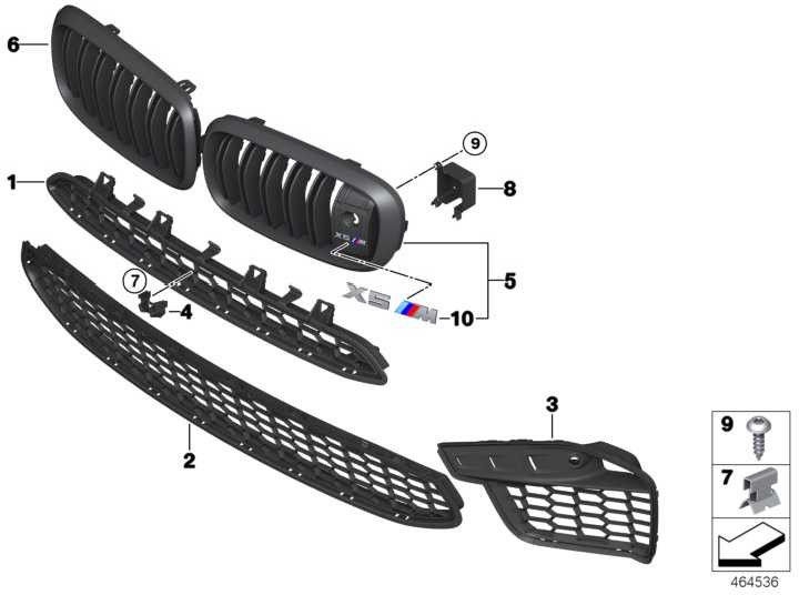 BMW本物のエンブレム装飾用グリルフロント左m x5（51138063149）| 51138063149