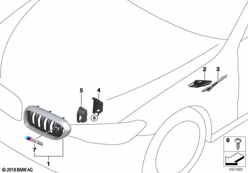 BMW本物のziergitterフロント左-m- nivi（51138063179）| 51138063179