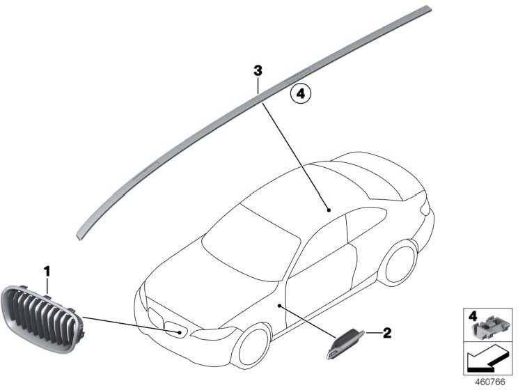 BMW本物のZiergitter Front Left 2er（51138064143）| 51138064143