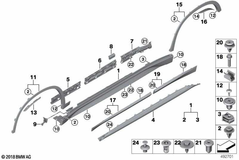BMW右側にプライミングされた本物のバンプストリップM（51138067708）| 51138067708