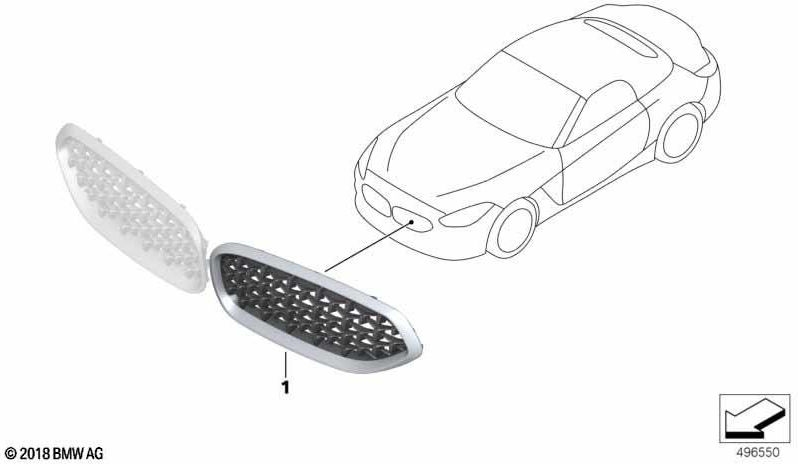 BMW本物のZiergitterフロント右（51138089868）| 51138089868