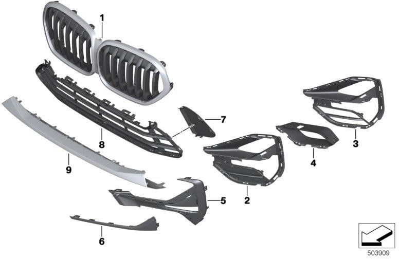 BMW純正Ziergitter Front X-Line（51138493451）| 51138493451