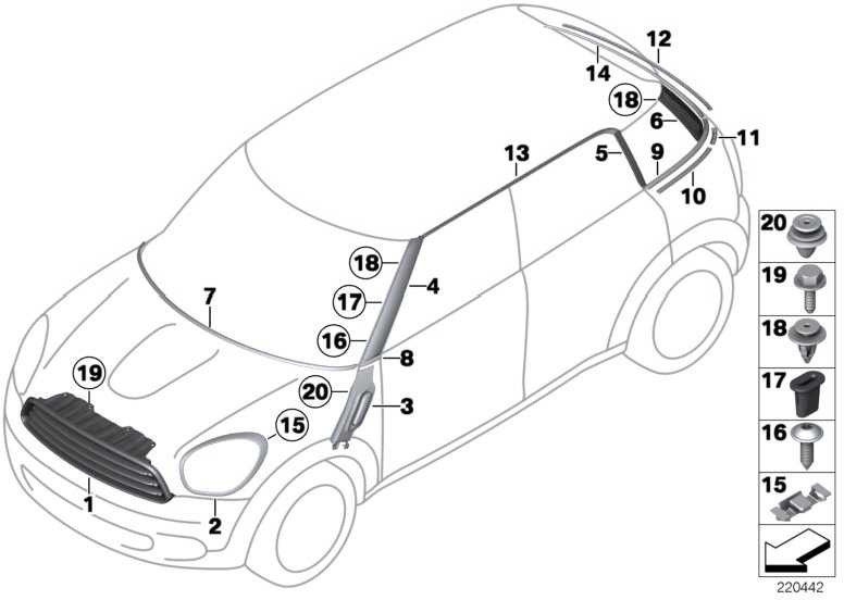 右の黒いチェックミニ（51139807464）のBMW本物のブラインドサイドブリンカー| 51139807464
