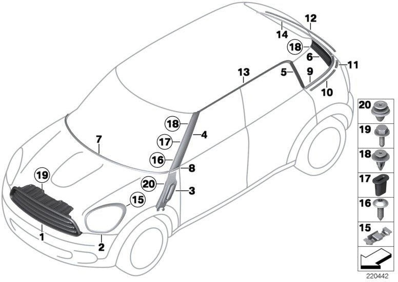 BMW本物のアパーチャブリンカー左パークレーン（51139813687）| 51139813687