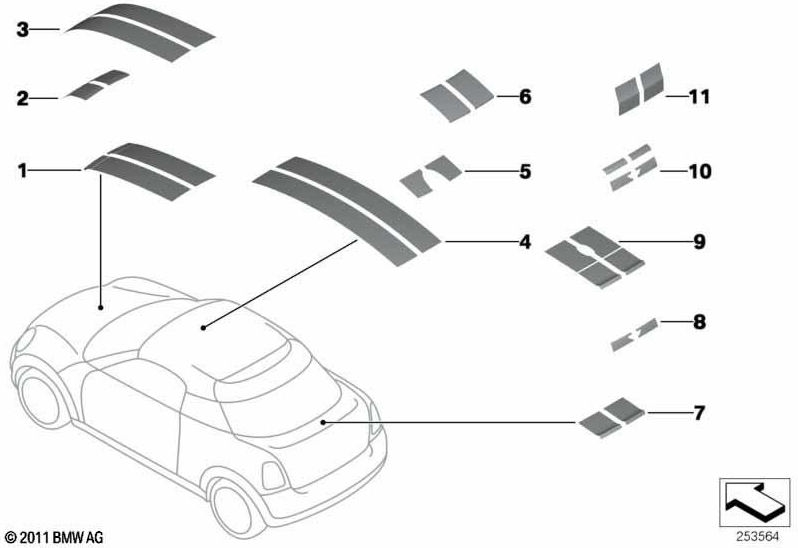 BMW純正セット装飾用ストリップダックペッパーホワイト（51142759307）| 51142759307