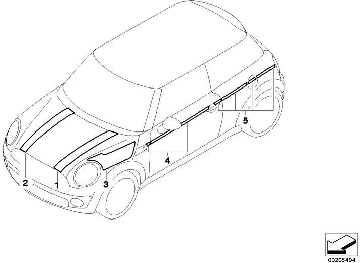 左のレーシンググリーンのBMW本物の装飾ストリップ（51147358191）| 51147358191