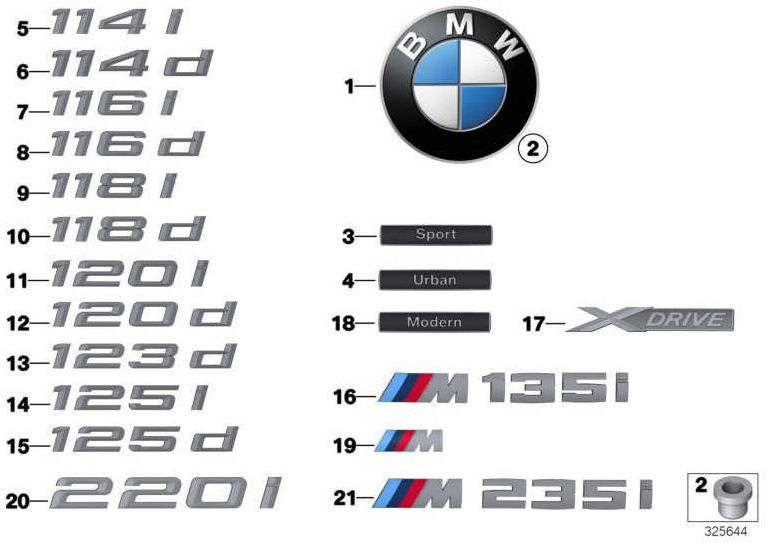 サイドスポーツライン1シリーズ2シリーズ（51147418528）のBMW本物のレタリング| 51147418528