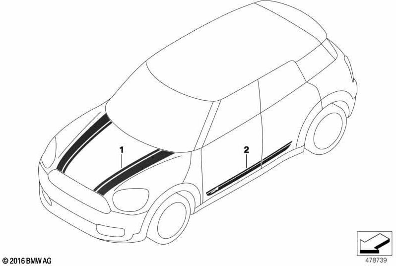 BMW正面右赤の本物の装飾的なストリップ（51147438496）| 51147438496