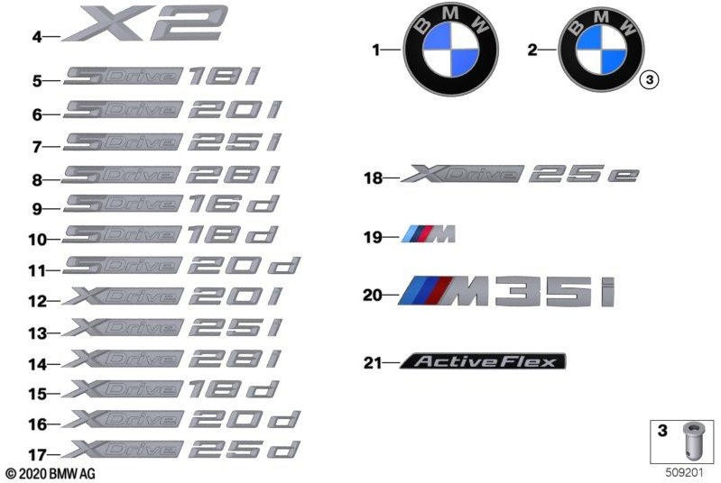 BMW純正レタリングX2（51147441925）| 51147441925