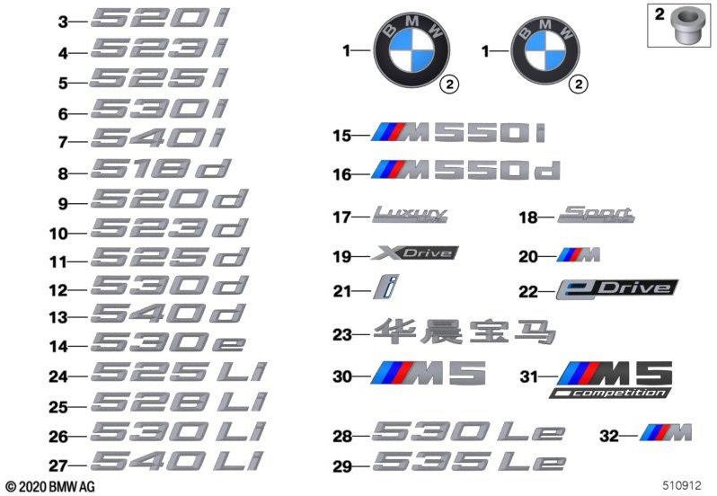 右のe-drive（51147463586）のBMW純正レタリング| 51147463586
