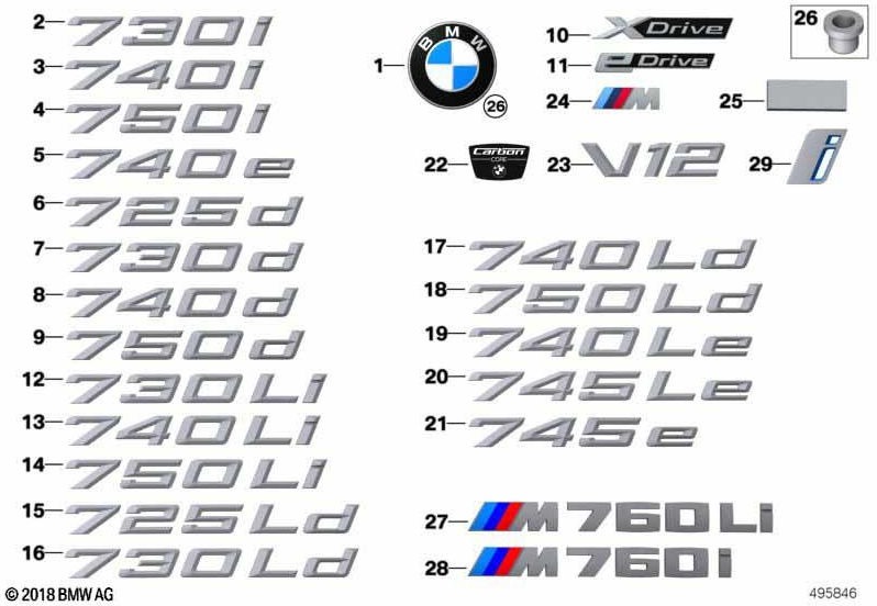 左のIパフォーマンス（51147471971）のBMW本物のレタリング| 51147471971