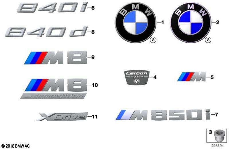 BMW本物のレタリングM8（51148074838）| 51148074838