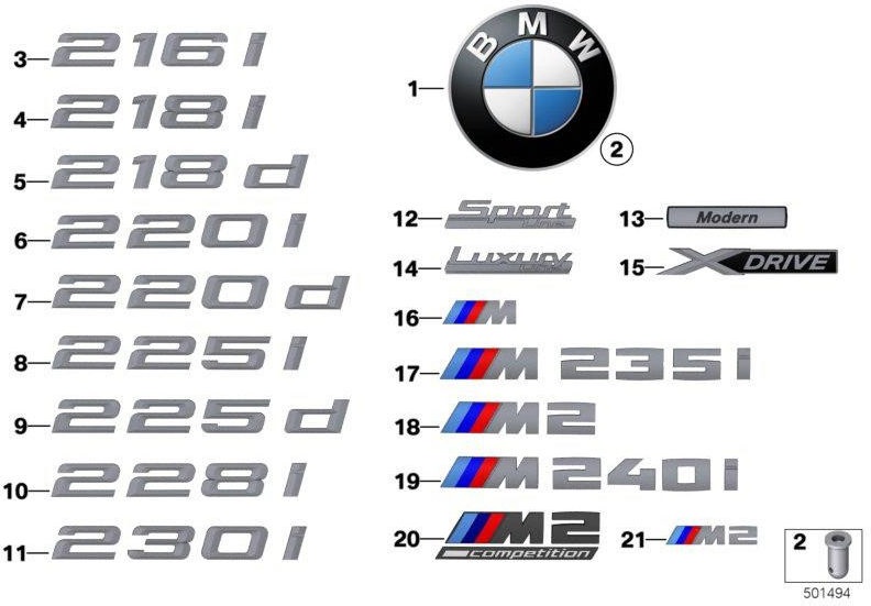 BMW本物のレタリングZiergitterフロント-M2-（51148097498）| 51148097498