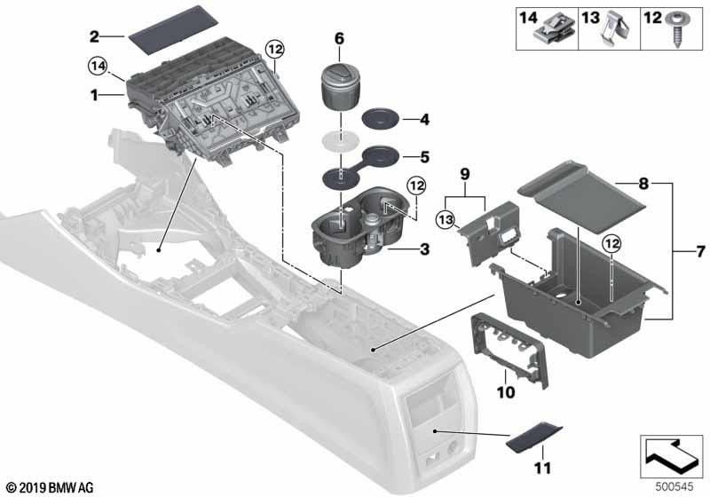 BMW本物のストレージコンパートメントセンターコンソールフロント（51166806796）| 51166806796