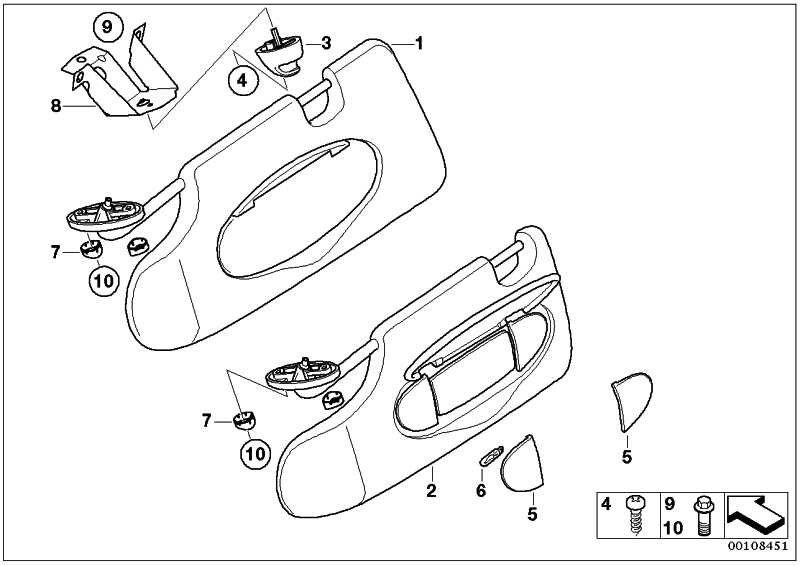 BMW左のHorizo​​n Grey Mini（51167057461）にミラーを備えた本物のサンバイザー）| 51167057461
