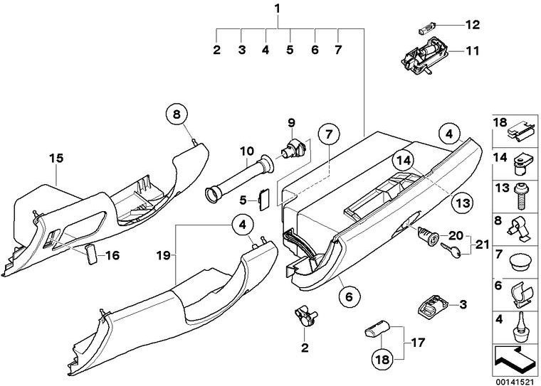 BMW本物のカバーキャップグローブボックス（51167075844）| 51167075844