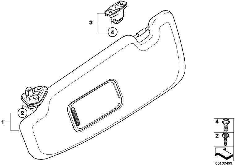 BMW本物のサンバイザー右パンサーブラックミニ（51167117260）| 51167117260