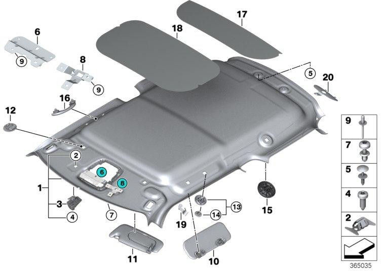 BMW本物のサンバイザーはラベルなし右衛星グレー（51167366950）| 51167366950