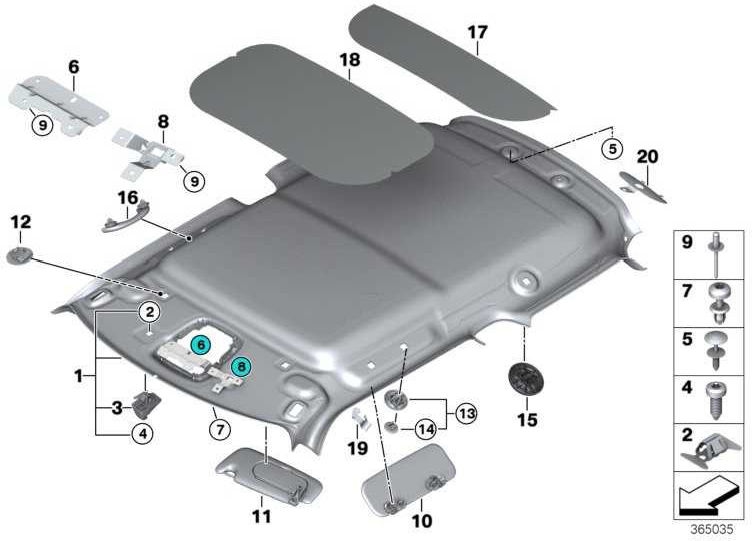 BMW純正サンバイザーが横方向に衛星グレーミニ（51167366963）| 51167366963
