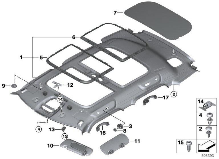 BMW純正サンバイザー横方向に黒（51167389296）| 51167389296