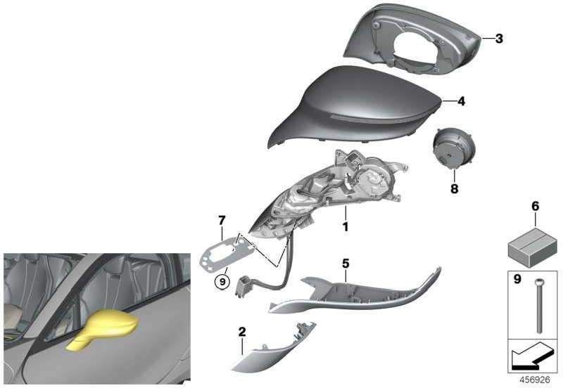 Spiege I8（51167393281）の外側のBMW純正固定セット| 51167393281