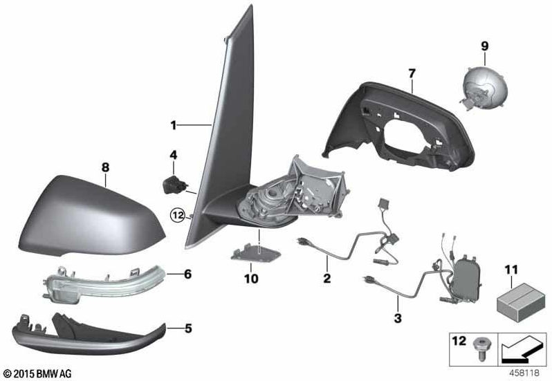 BMW純正ケーブルセットは、右側に非加工されたミラーの外側のミラー（51167415808）| 51167415808